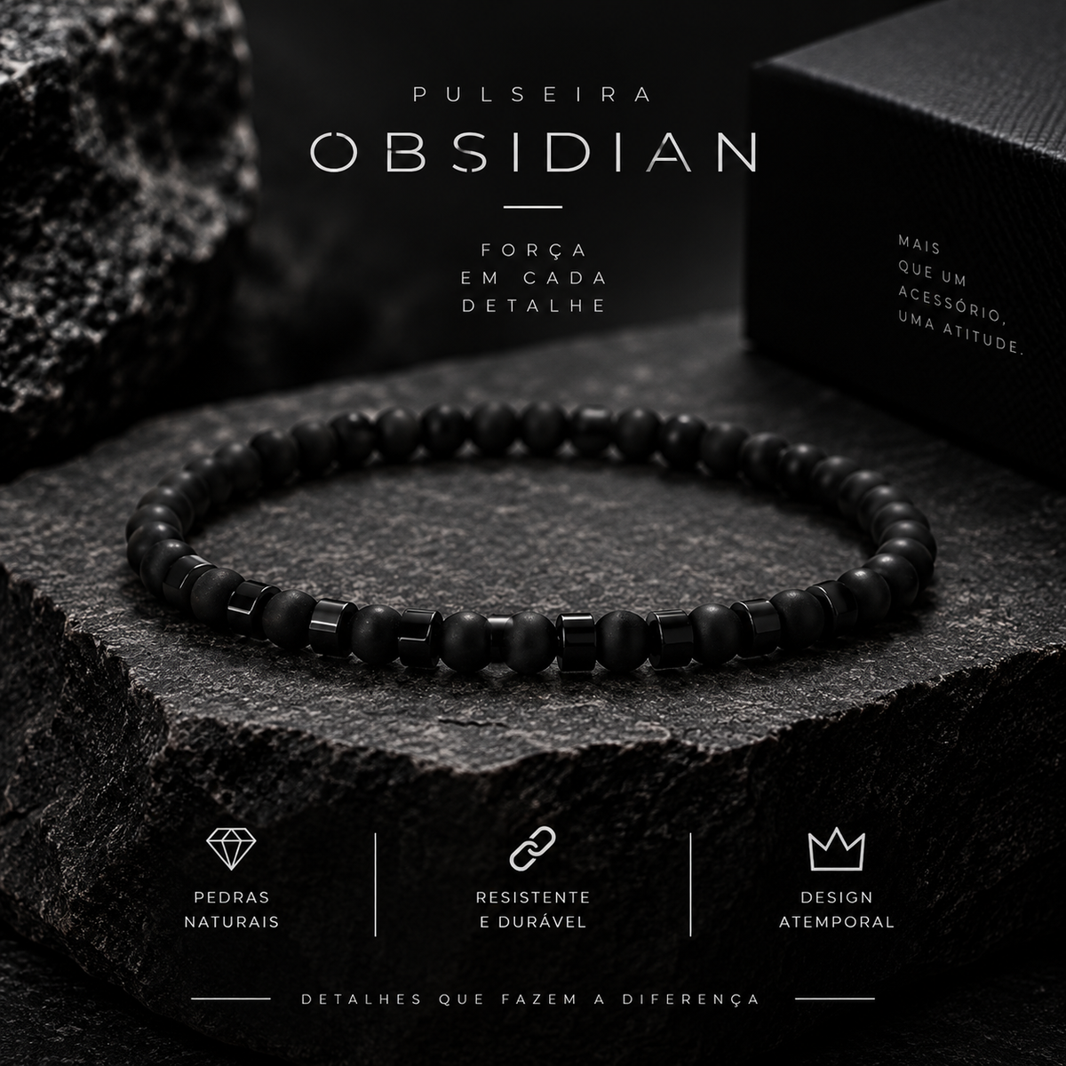 Pulseira Stone & Steel - 3 opções de cores