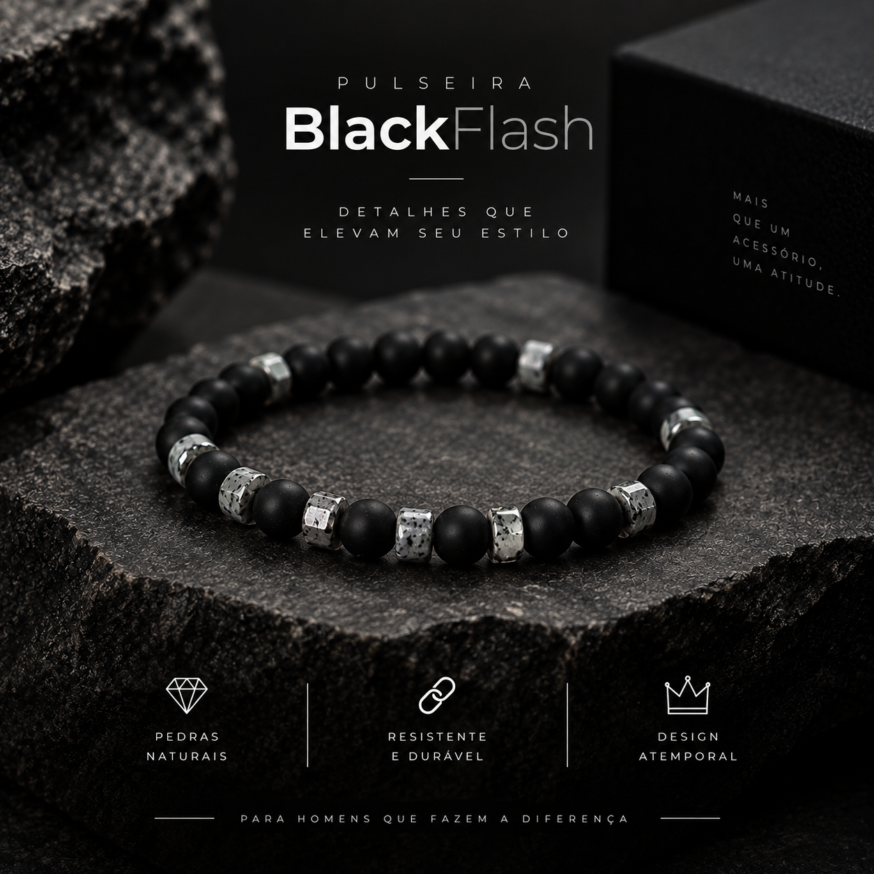 Pulseira Stone & Steel - 3 opções de cores