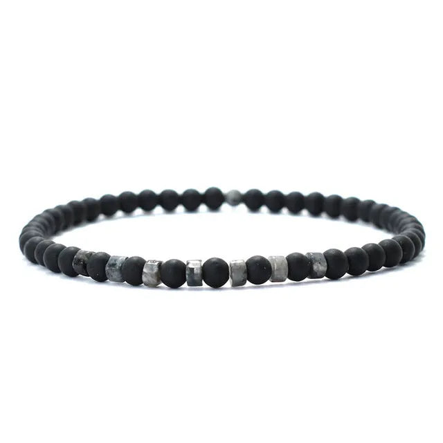 Pulseira masculina com pedra natural olho de tigre, modelo imperador.