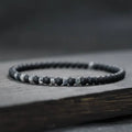 Pulseira masculina com pedra natural olho de tigre, modelo imperador.